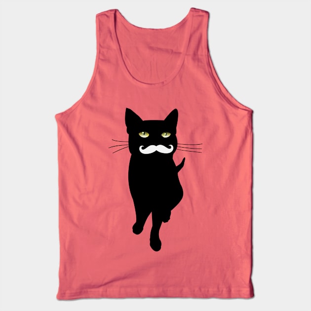 Cat With Mustage | Cat Lovers Tank Top by Pushloop